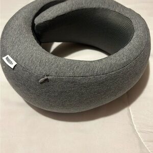 Wander Gray Travel Neck Pillow with Stripe Lining